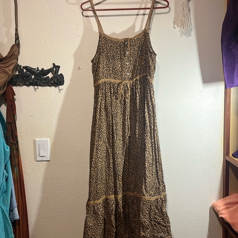 New Boho Saphari Leopard Maxi Sundress Dress